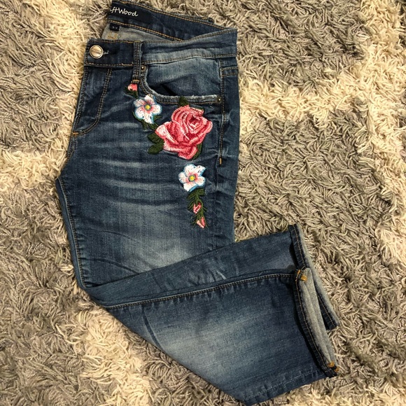 Free People Denim - Free People Driftwood Rose Embroidered Jeans